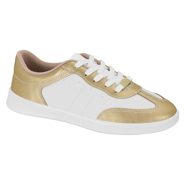 Tenis Floather Metalizado Blanco / Oro