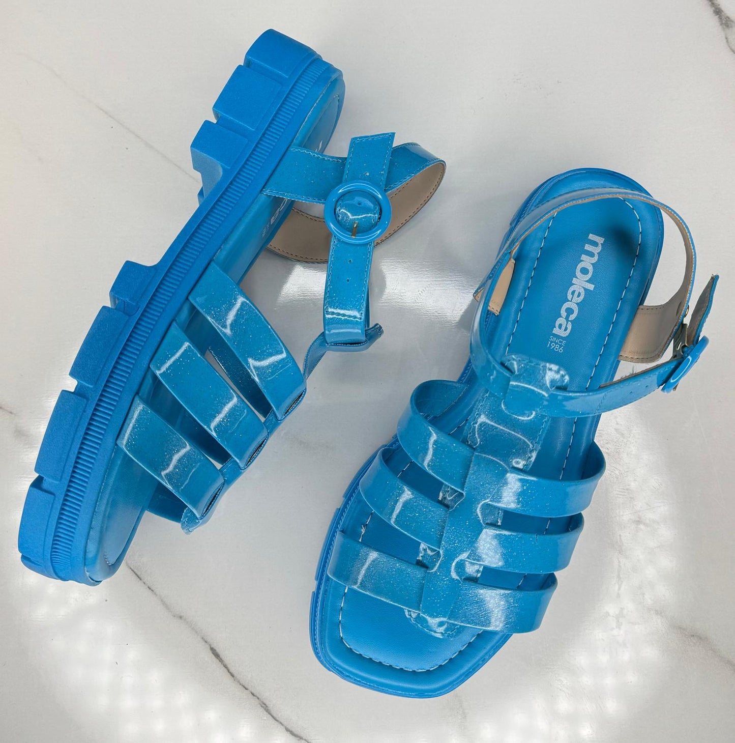 Verniz Glitter Neo Azul