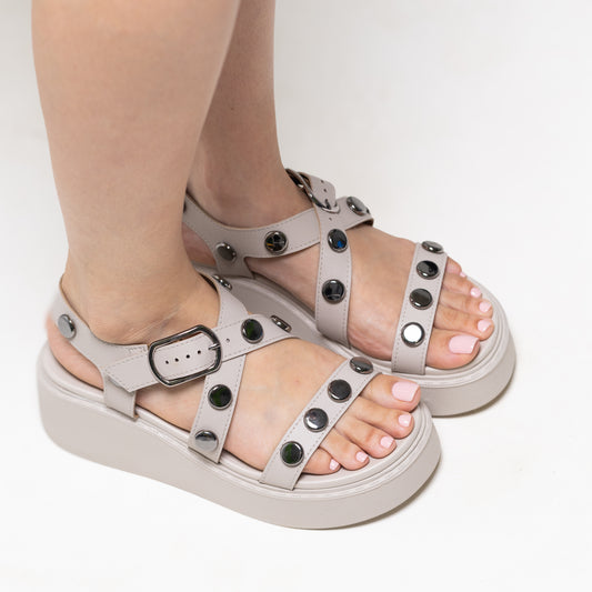STUD SANDALS | TAUPE