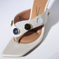 TALLIC THONG HEELS